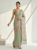 MIMOSA Pista Saree Saree — pose 9 styling detail