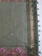 MIMOSA Pista Saree Saree — pallu and zari work detail
