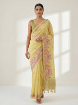 MIMOSA Yellow Saree Saree — pose 6 styling detail