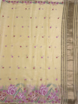 MIMOSA Yellow Saree Saree — pallu and zari work detail