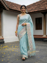 MIMOSA Ananda Banarasi Art Silk Saree — Back view reflected in mirror