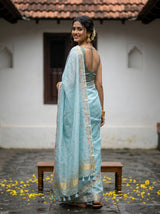MIMOSA Ananda Banarasi Art Silk Saree — Saree border and grass