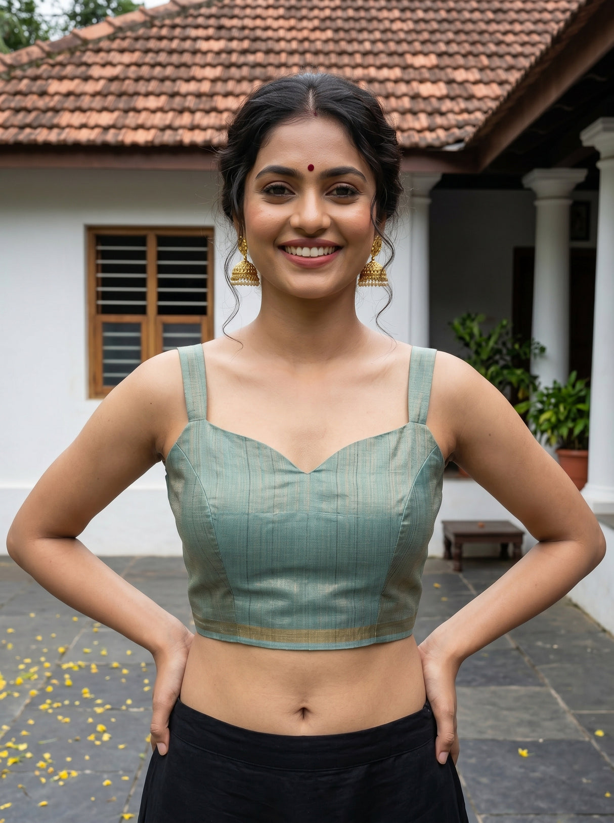 MIMOSA Ananda Banarasi Art Silk Saree — Saree pallu, tassels, and feet