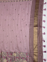MIMOSA Pink Banarasi Art Silk Saree — pallu and zari work detail