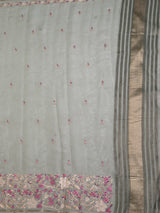 MIMOSA Pista Banarasi Art Silk Saree — pallu and zari work detail