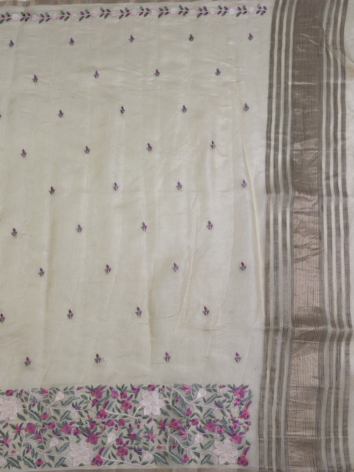 MIMOSA Yellow Banarasi Art Silk Saree — Saree pallu with tassels