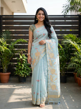 MIMOSA Ananda Banarasi Art Silk Saree — Model lifestyle pose