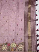 MIMOSA Pink Banarasi Saree — pallu and zari work detail