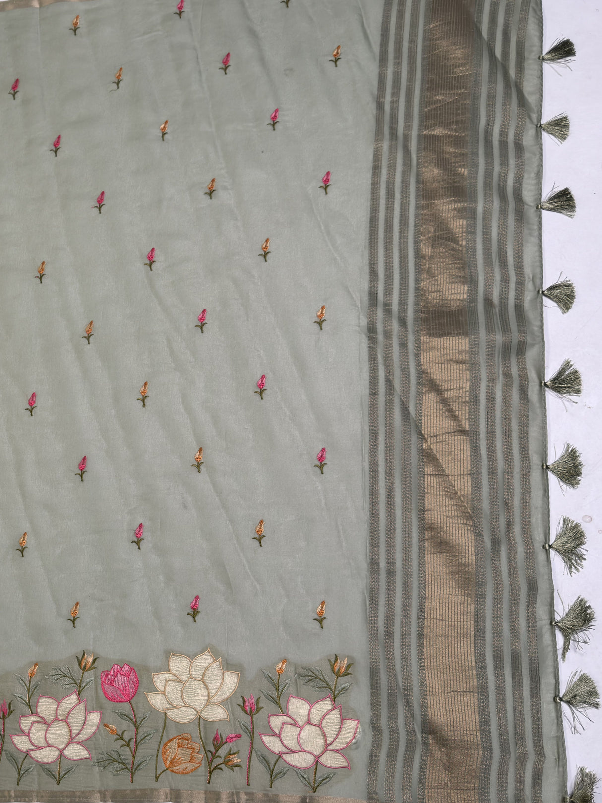 MIMOSA Pista Banarasi Saree — pallu and zari work detail