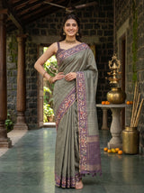 MIMOSA Bottle Green Banarasi Art Silk Saree — pose 4 styling detail