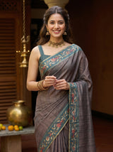 MIMOSA Blue Banarasi Art Silk Saree — pose 10 styling detail