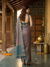 MIMOSA Blue Banarasi Art Silk Saree — pose 2 styling detail