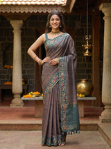 MIMOSA Blue Banarasi Art Silk Saree — pose 4 styling detail