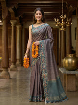 MIMOSA Blue Banarasi Art Silk Saree — pose 5 styling detail