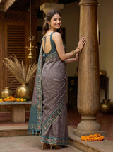 MIMOSA Blue Banarasi Art Silk Saree — pose 7 styling detail