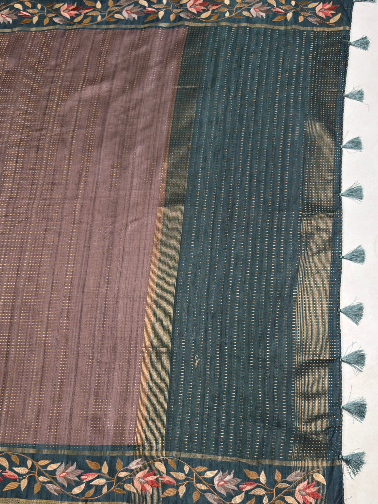 MIMOSA Blue Banarasi Art Silk Saree — pallu and zari work detail