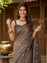 MIMOSA Grey Banarasi Art Silk Saree — pose 10 styling detail