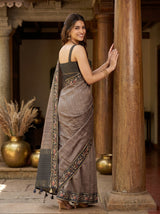 MIMOSA Grey Banarasi Art Silk Saree — pose 7 styling detail