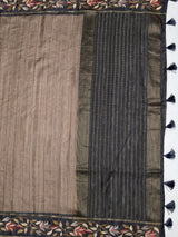 MIMOSA Grey Banarasi Art Silk Saree — pallu and zari work detail