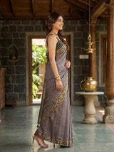 MIMOSA Olive Banarasi Art Silk Saree — pose 3 styling detail