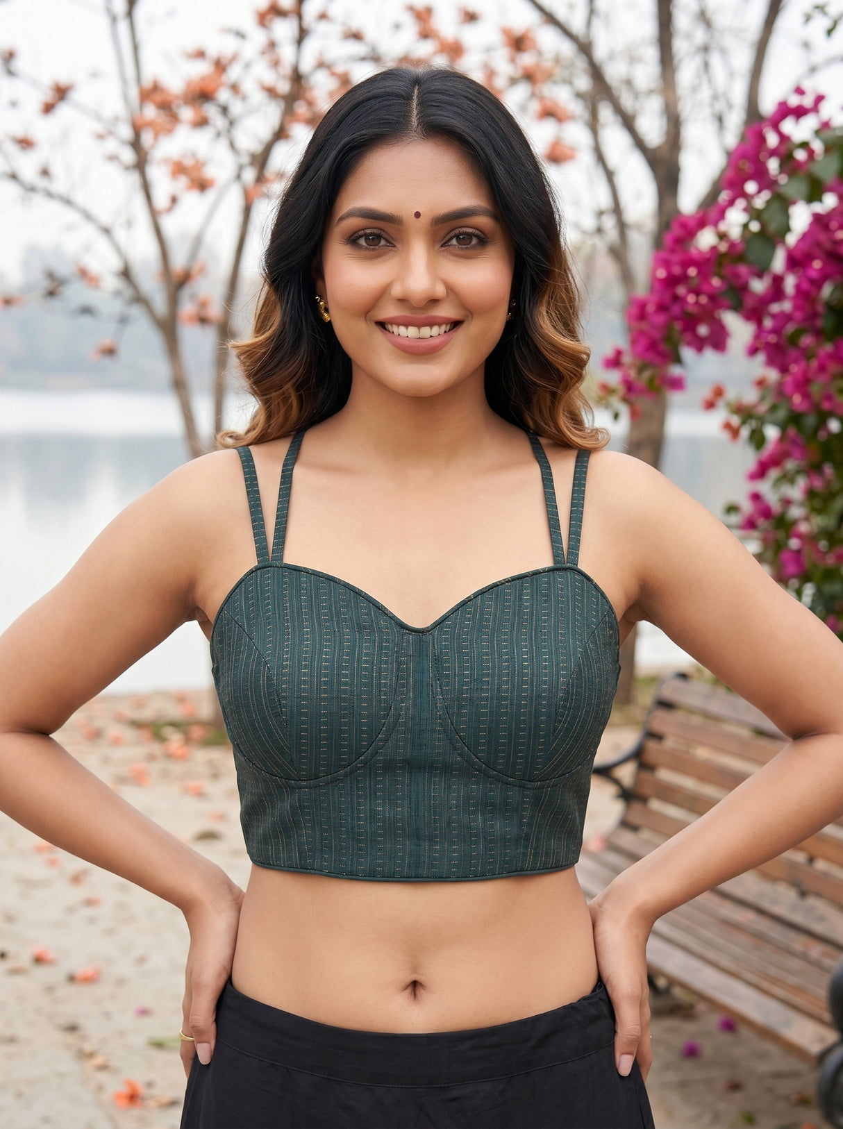 MIMOSA Blue Grey Banarasi Saree — blouse close-up