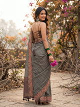 MIMOSA Chocolate Banarasi Saree — pose 7 styling detail