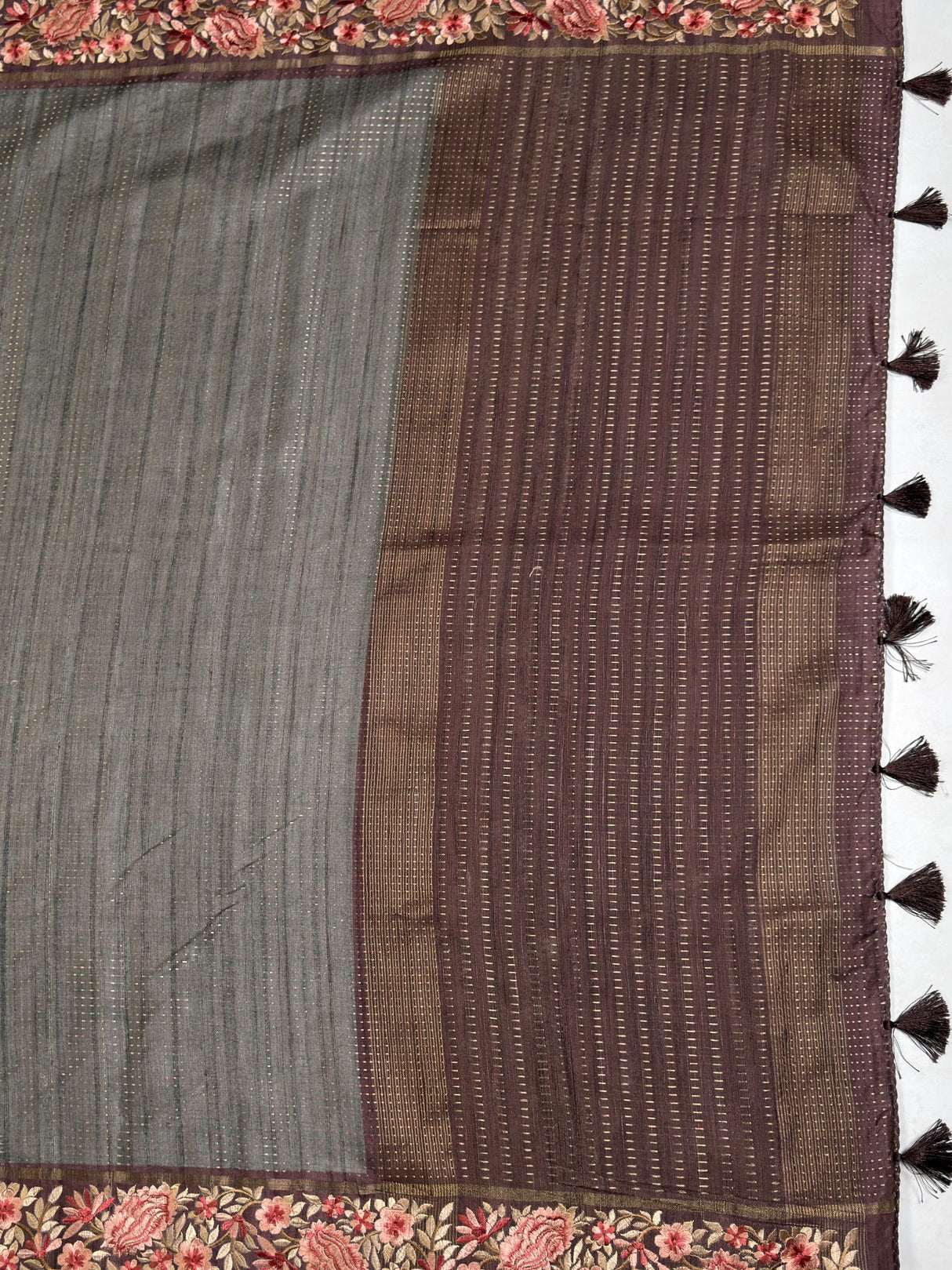 MIMOSA Chocolate Banarasi Saree — pallu and zari work detail
