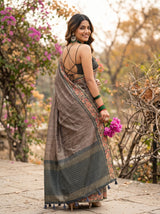MIMOSA Grey Banarasi Saree — pose 7 styling detail