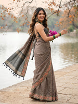 MIMOSA Grey Banarasi Saree — pose 9 styling detail