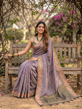MIMOSA Olive Banarasi Saree — pose 8 styling detail