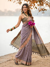 MIMOSA Olive Banarasi Saree — pose 9 styling detail