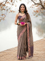 MIMOSA Wine Banarasi Saree — pose 9 styling detail