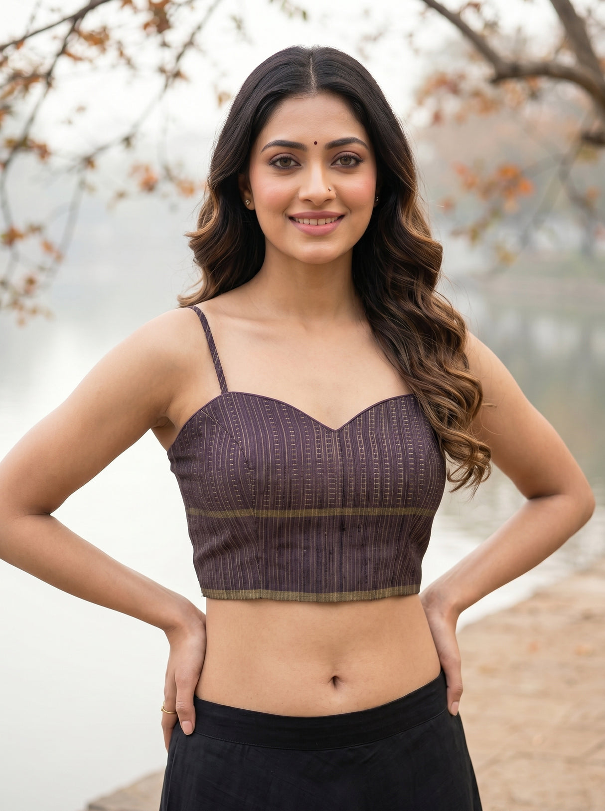MIMOSA Wine Banarasi Saree — blouse close-up