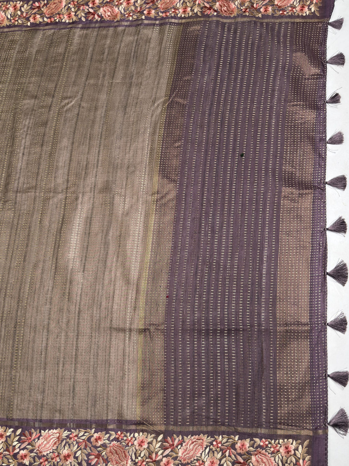MIMOSA Wine Banarasi Saree — pallu and zari work detail
