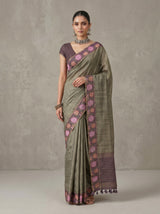 MIMOSA Bottle Green Banarasi Art Silk Saree — pose 4 styling detail