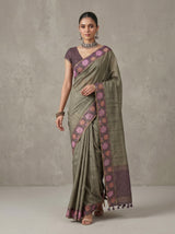 MIMOSA Bottle Green Banarasi Art Silk Saree — pose 6 styling detail