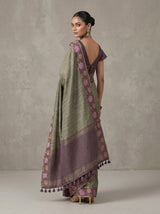MIMOSA Bottle Green Banarasi Art Silk Saree — pose 9 styling detail