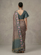MIMOSA Blue Banarasi Art Silk Saree — pose 2 styling detail