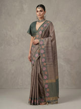 MIMOSA Blue Banarasi Art Silk Saree — pose 4 styling detail