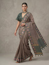 MIMOSA Blue Banarasi Art Silk Saree — pose 7 styling detail