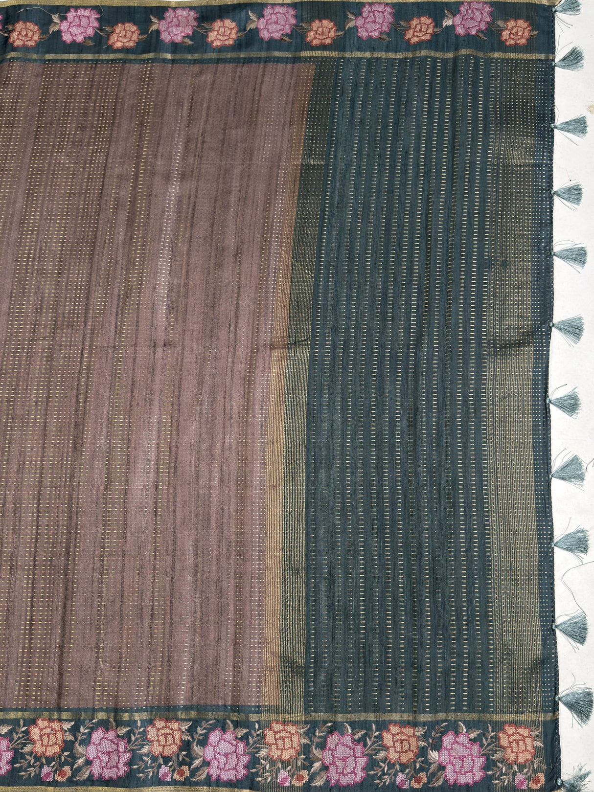 MIMOSA Blue Banarasi Art Silk Saree — pallu and zari work detail