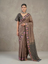 MIMOSA Grey Banarasi Art Silk Saree — pose 10 styling detail