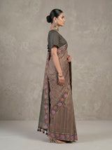 MIMOSA Grey Banarasi Art Silk Saree — pose 3 styling detail