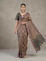 MIMOSA Grey Banarasi Art Silk Saree — pose 7 styling detail