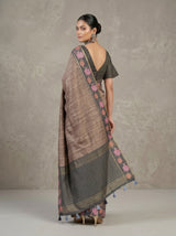 MIMOSA Grey Banarasi Art Silk Saree — pose 9 styling detail