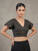 MIMOSA Grey Banarasi Art Silk Saree — blouse close-up