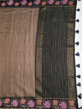 MIMOSA Grey Banarasi Art Silk Saree — pallu and zari work detail