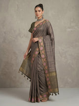 MIMOSA Olive Banarasi Art Silk Saree — pose 5 styling detail