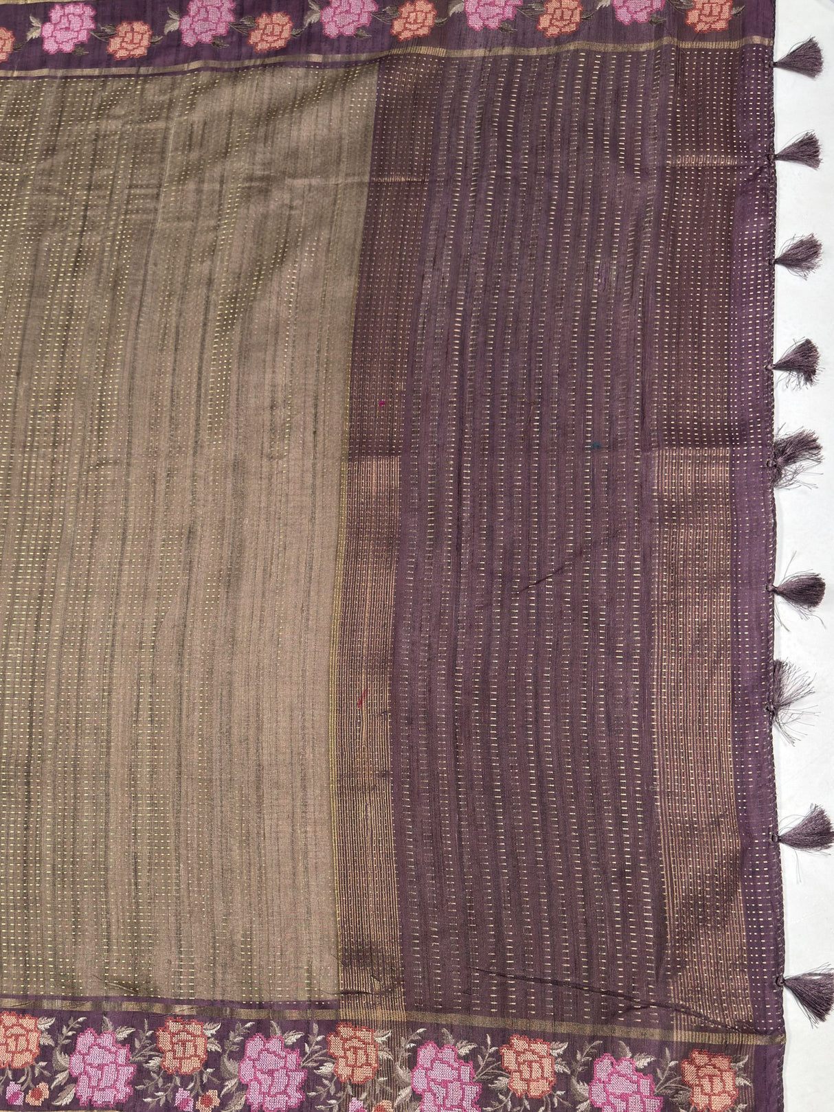 MIMOSA Wine Banarasi Art Silk Saree — pallu and zari work detail