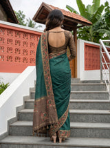 MIMOSA Bottle Green Saree Saree — pose 2 styling detail